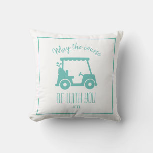 Golf Course Golfer Teal Quote Cute Golf Cart Throw Pillow