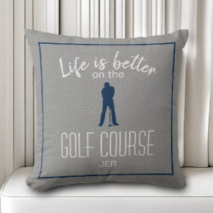 Golf Course Golfing Life is Better Custom Gray Throw Pillow