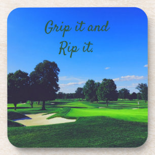 Golf Course Grip it and Rip it Beverage Coaster