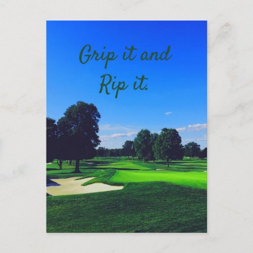 Golf Course Grip it and Rip it Postcard