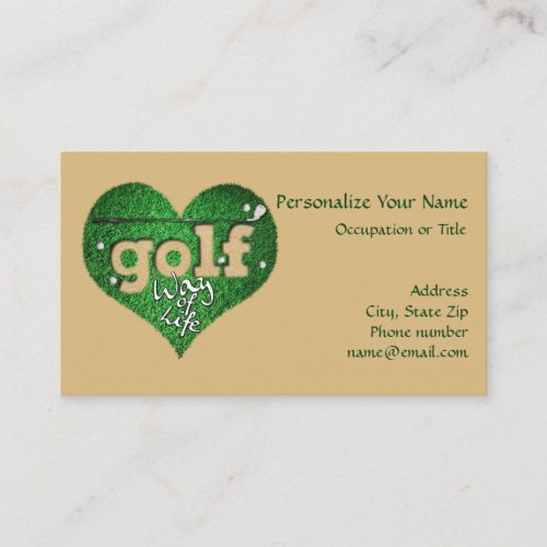 Golf Course Heart  Golf Club Way of Life Business Card
