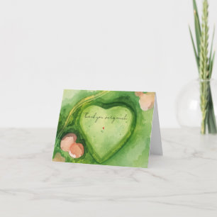 Golf course heart shape  letterpress thank you card