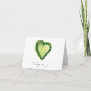 Golf course heart shape  letterpress thank you card