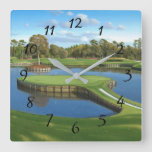 Golf Course Hole Background Square Wall Clock at Zazzle