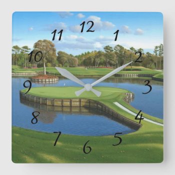 Golf Course Hole Background Square Wall Clock by paul68 at Zazzle