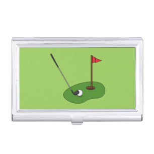 Golf Course Hole with Flag Business Card Case