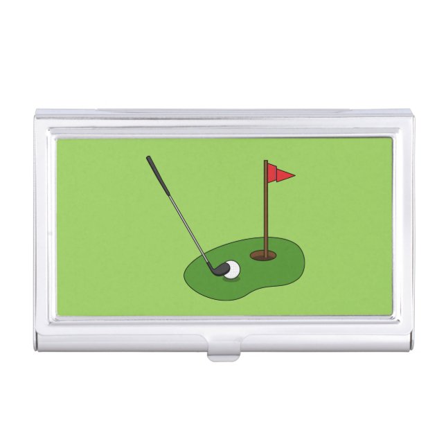 Golf Course Hole with Flag Business Card Case (Front)