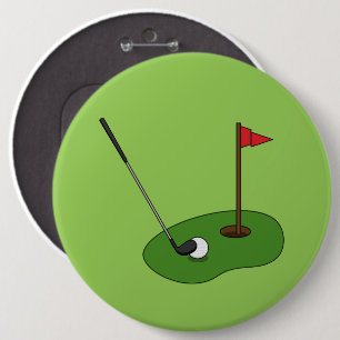 Golf Course Hole with Flag Button