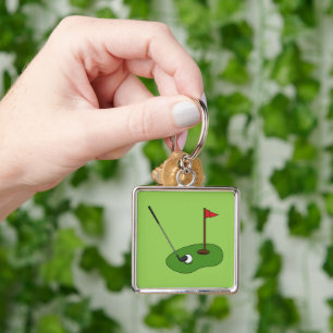 Golf Course Hole with Flag Keychain