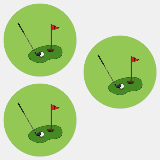 Golf Course Hole with Flag Labels (Group)