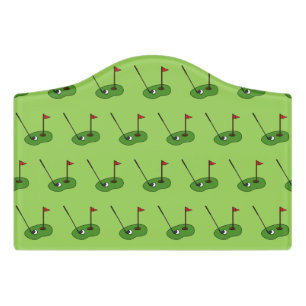 Golf Course Hole with Flag Pattern Door Sign