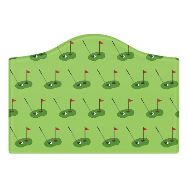Golf Course Hole with Flag Pattern Door Sign (Small Crest Front)