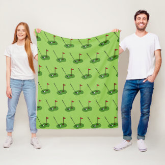Golf Course Hole with Flag Pattern Fleece Blanket