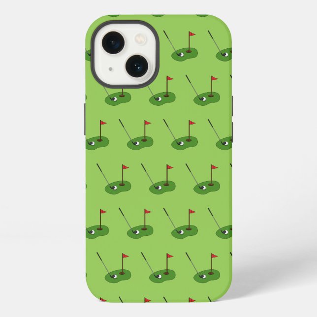 Golf Course Hole with Flag Pattern Iphone Case (Back)