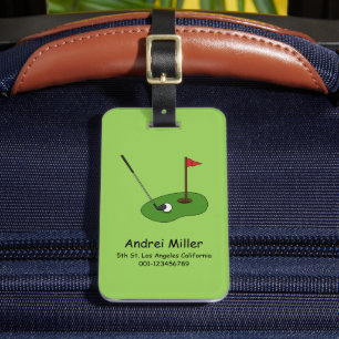 Golf Course Hole with Flag Personalize Luggage Tag