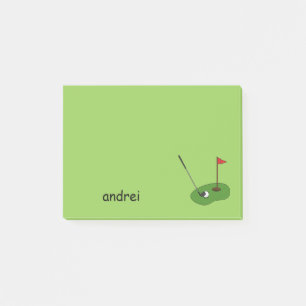 Golf Course Hole with Flag Personalize Post-it Notes