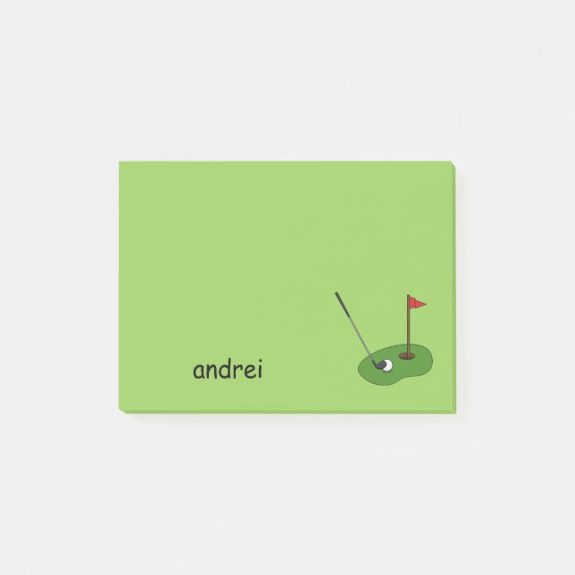 Golf Course Hole with Flag Personalize Post-it Notes (Front)