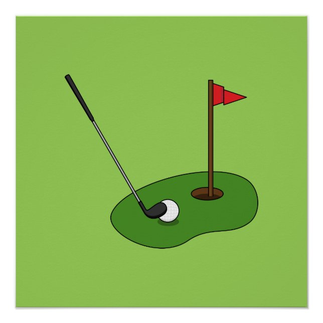 Golf Course Hole with Flag Poster (Front)