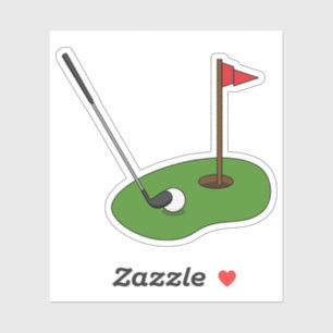 Golf Course Hole with Flag Sticker