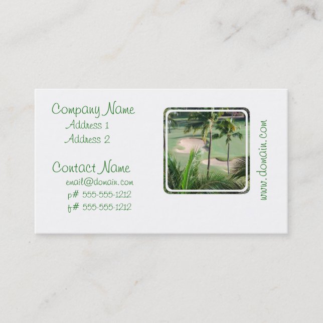 Golf Course in Tropics Business Cards (Front)