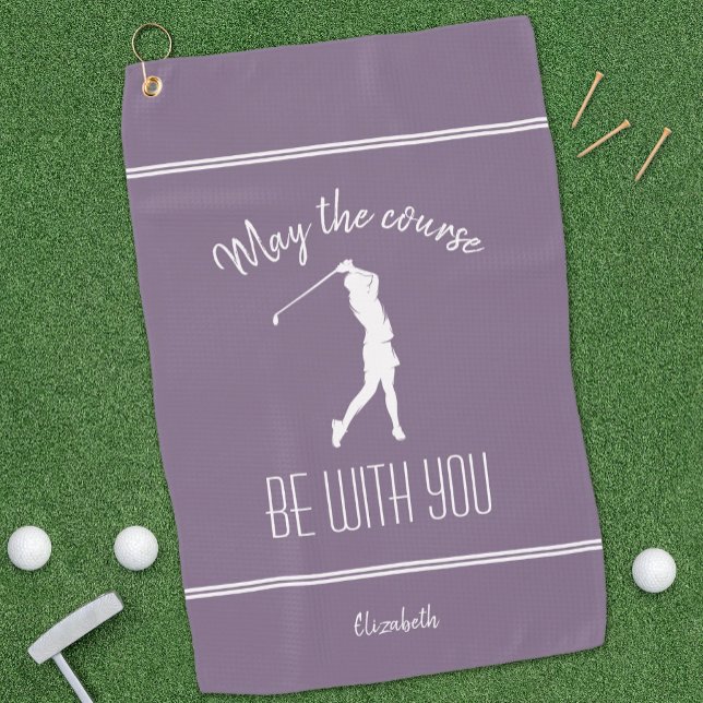 Golf Course Lady Pro Modern Golfer Monogram Purple Towel (Creator Uploaded)