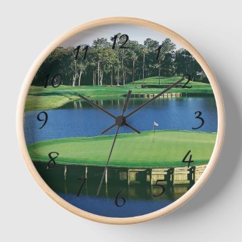 Golf Course Landscape Round Wall Clock by paul68 at Zazzle