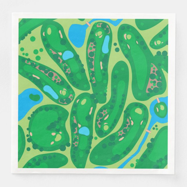 golf course par golf course green paper dinner napkins (Front)