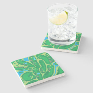 golf course par golf course green stone coaster