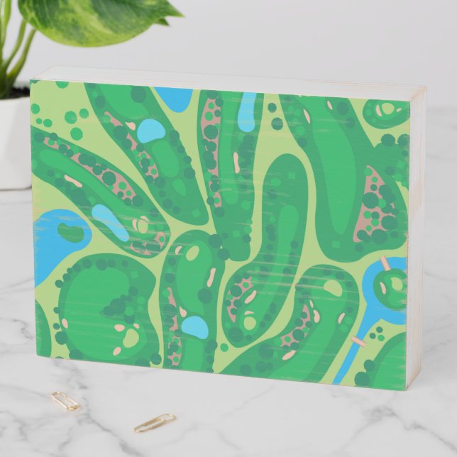 golf course par golf course green wooden box sign (In Situ Horizontal)