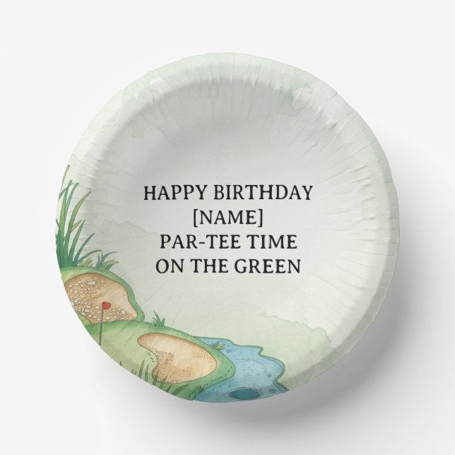 Golf Course Party Design with Custom Name & Event  Paper Bowls (Front)