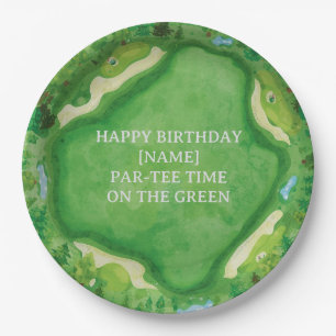 Golf Course Party Design with Custom Name & Event Paper Plates