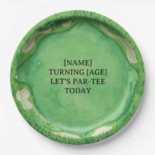 Golf Course Party Design with Custom Name & Event  Paper Plates
