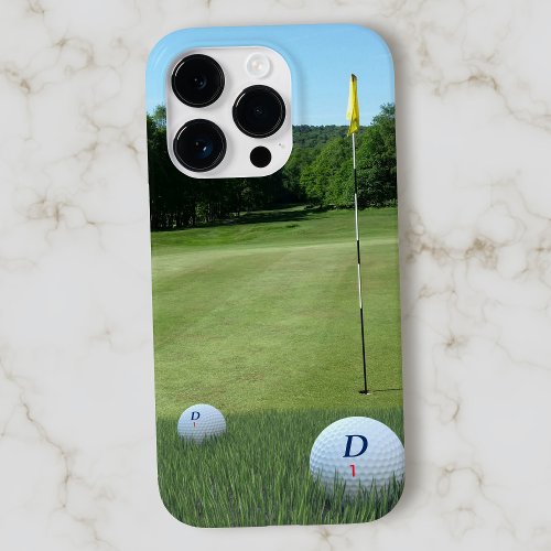 Golf Course Photo Golfer Fairway Monogrammed Ball Case_Mate iPhone 14 Pro Case