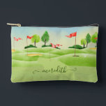 Golf Course Scene Personalized Name  Accessory Pouch<br><div class="desc">A fun watercolor golf course scene and personalized with your name in script.  Would also make a special gift.  For design assistance or special requests,  just send a chat and we'll be delighted to assist.</div>