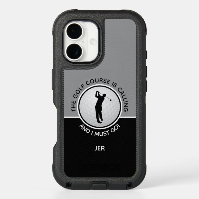 Golf Course Sports Quote Otterbox Black Gray Mens Otterbox iPhone Case (Back)