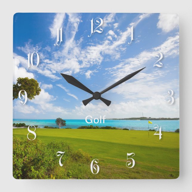 Golf course square wall clock (Front)