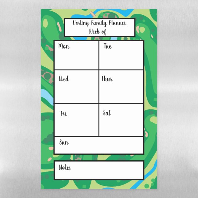 Golf Course  Weekly Planner Magnetic Dry Erase Sheet (Vertical)