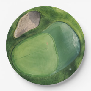 Golf Course with bunker and putting green Paper Plates