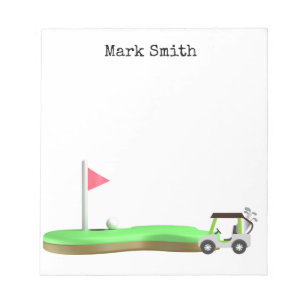 Golf course with Golf Cart for golfer Notepad