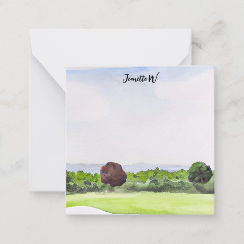 Golf  course with golfer  Name  Note Card