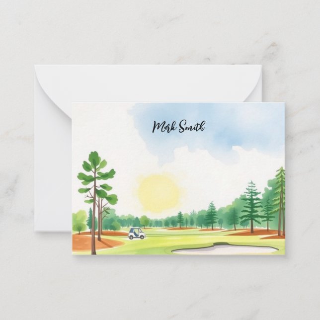 Golf  Course with Name for golfer  Note Card (Front)