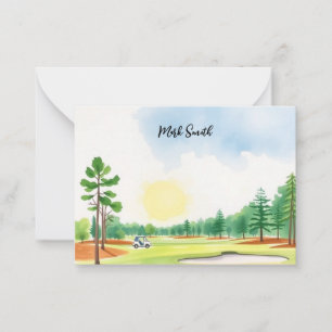 Golf  Course with Name for golfer  Note Card