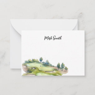 Golf course with Name for golfer Note Card
