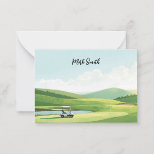 Golf course with Name for golfer Note Card