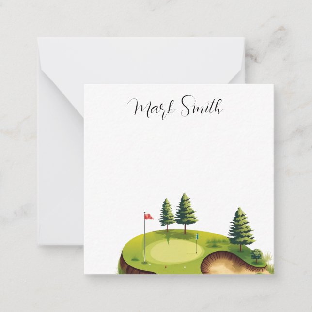 Golf course with Name gifts for golfer Note Card (Front)