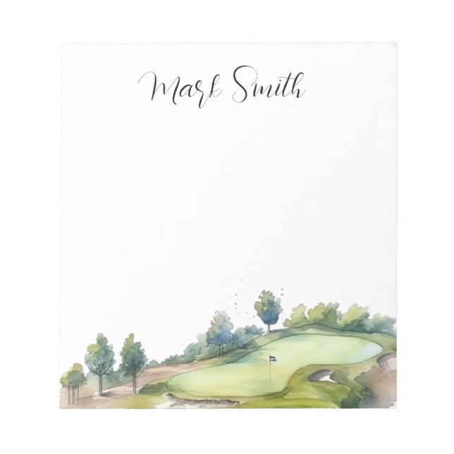 Golf course with Name gifts for golfer Notepad (Front)