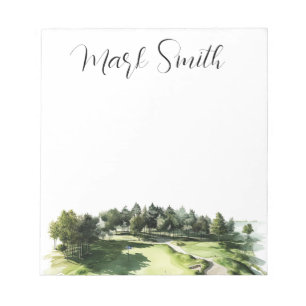Golf course with Name gifts for golfer Notepad