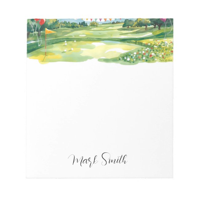 Golf course with Name gifts for golfer Notepad (Front)