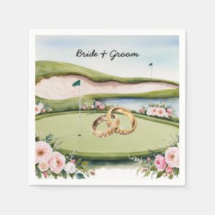 Golf Course with wedding ring on putting green Napkins