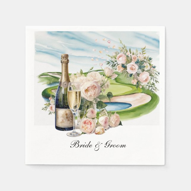Golf Course with wedding themed for golfer Napkins (Front)